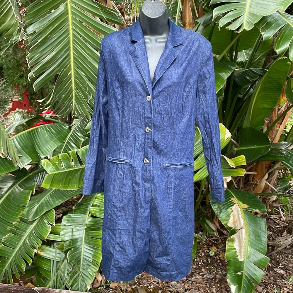 Long line denim jacket with sparkles